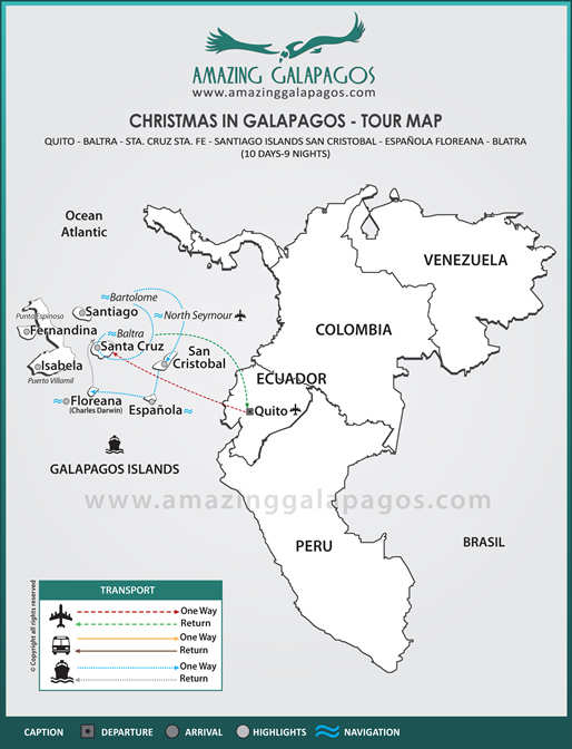 Tourmap Christmas in Galapagos 2024 - 8 day cruise on the Millenium Yacht